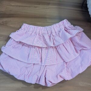Pink Striped Hannah Kate Ruffled Shorts Size 5 Euc